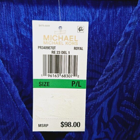 NWT MICHAEL KORS LONG SLEEVE PEPLUM HEM FAUX WRAP TOP/TUNIC ROYAL P/L MSRP $98 - Picture 8 of 10